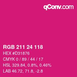 カラーコード: RGB 211 24 118 | qconv.com