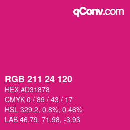 カラーコード: RGB 211 24 120 | qconv.com