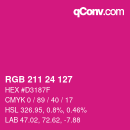 カラーコード: RGB 211 24 127 | qconv.com