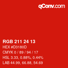 颜色代码: RGB 211 24 13 | qconv.com