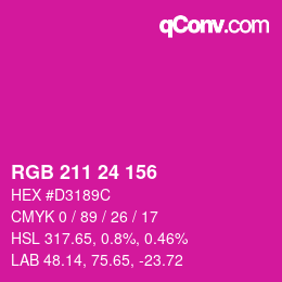 カラーコード: RGB 211 24 156 | qconv.com