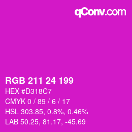 カラーコード: RGB 211 24 199 | qconv.com