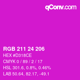 颜色代码: RGB 211 24 206 | qconv.com