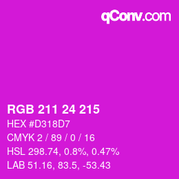 カラーコード: RGB 211 24 215 | qconv.com