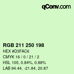 Color code: RGB 211 250 198 | qconv.com