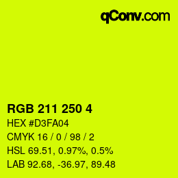 Color code: RGB 211 250 4 | qconv.com