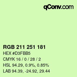 Color code: RGB 211 251 181 | qconv.com