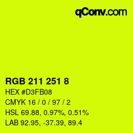 Color code: RGB 211 251 8 | qconv.com