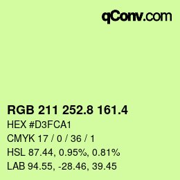 カラーコード: RGB 211 252.8 161.4 | qconv.com