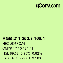 カラーコード: RGB 211 252.8 166.4 | qconv.com