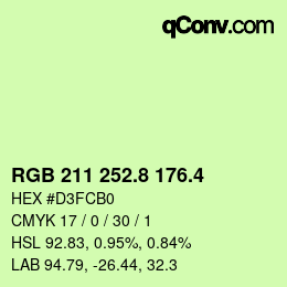 カラーコード: RGB 211 252.8 176.4 | qconv.com