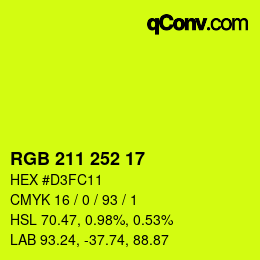 カラーコード: RGB 211 252 17 | qconv.com