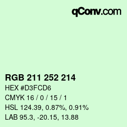 Color code: RGB 211 252 214 | qconv.com