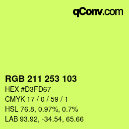 Color code: RGB 211 253 103 | qconv.com