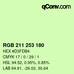 Color code: RGB 211 253 180 | qconv.com