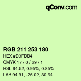 Color code: RGB 211 253 180 | qconv.com