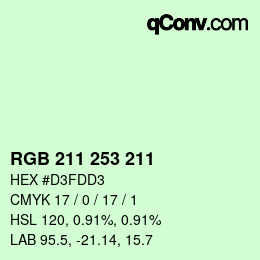 Color code: RGB 211 253 211 | qconv.com