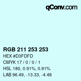 Color code: RGB 211 253 253 | qconv.com