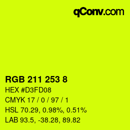 颜色代码: RGB 211 253 8 | qconv.com