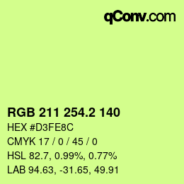 カラーコード: RGB 211 254.2 140 | qconv.com