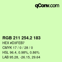 カラーコード: RGB 211 254.2 183 | qconv.com