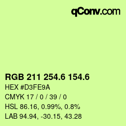 カラーコード: RGB 211 254.6 154.6 | qconv.com