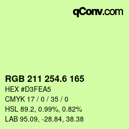 カラーコード: RGB 211 254.6 165 | qconv.com