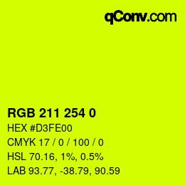 カラーコード: RGB 211 254 0 | qconv.com