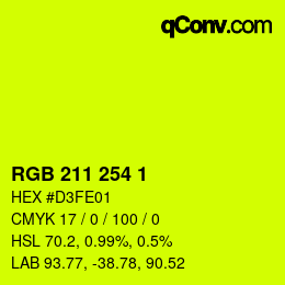 颜色代码: RGB 211 254 1 | qconv.com