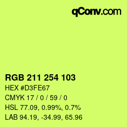 Color code: RGB 211 254 103 | qconv.com