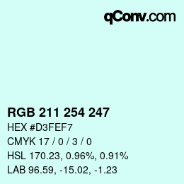 Color code: RGB 211 254 247 | qconv.com