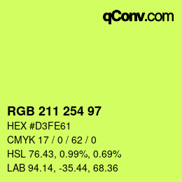Color code: RGB 211 254 97 | qconv.com