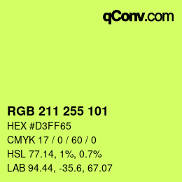 Color code: RGB 211 255 101 | qconv.com