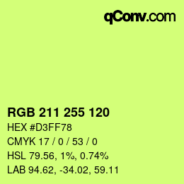 カラーコード: RGB 211 255 120 | qconv.com