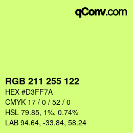 Color code: RGB 211 255 122 | qconv.com