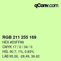 Color code: RGB 211 255 169 | qconv.com