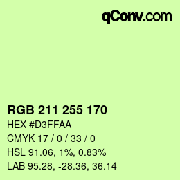 Color code: RGB 211 255 170 | qconv.com