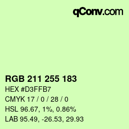 カラーコード: RGB 211 255 183 | qconv.com