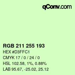 Color code: RGB 211 255 193 | qconv.com