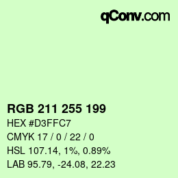 Color code: RGB 211 255 199 | qconv.com