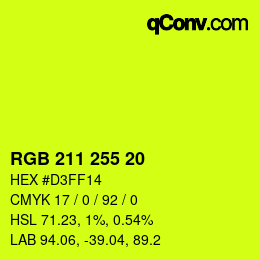 Color code: RGB 211 255 20 | qconv.com