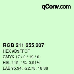 Color code: RGB 211 255 207 | qconv.com