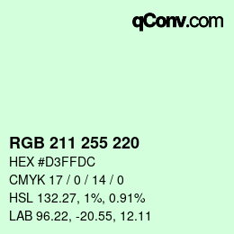 Color code: RGB 211 255 220 | qconv.com