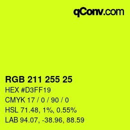 Color code: RGB 211 255 25 | qconv.com