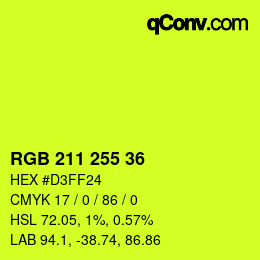 Color code: RGB 211 255 36 | qconv.com