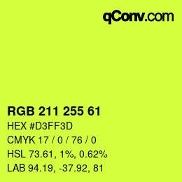 Color code: RGB 211 255 61 | qconv.com