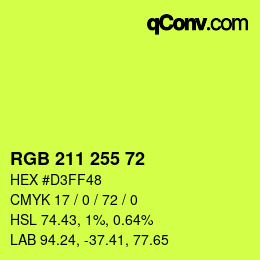 Color code: RGB 211 255 72 | qconv.com