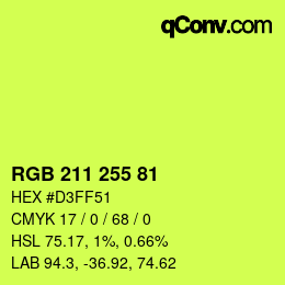 Color code: RGB 211 255 81 | qconv.com