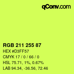 Color code: RGB 211 255 87 | qconv.com