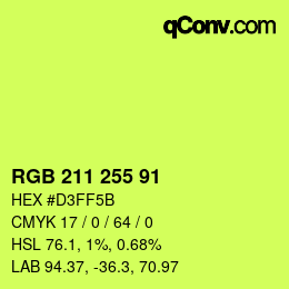 Color code: RGB 211 255 91 | qconv.com